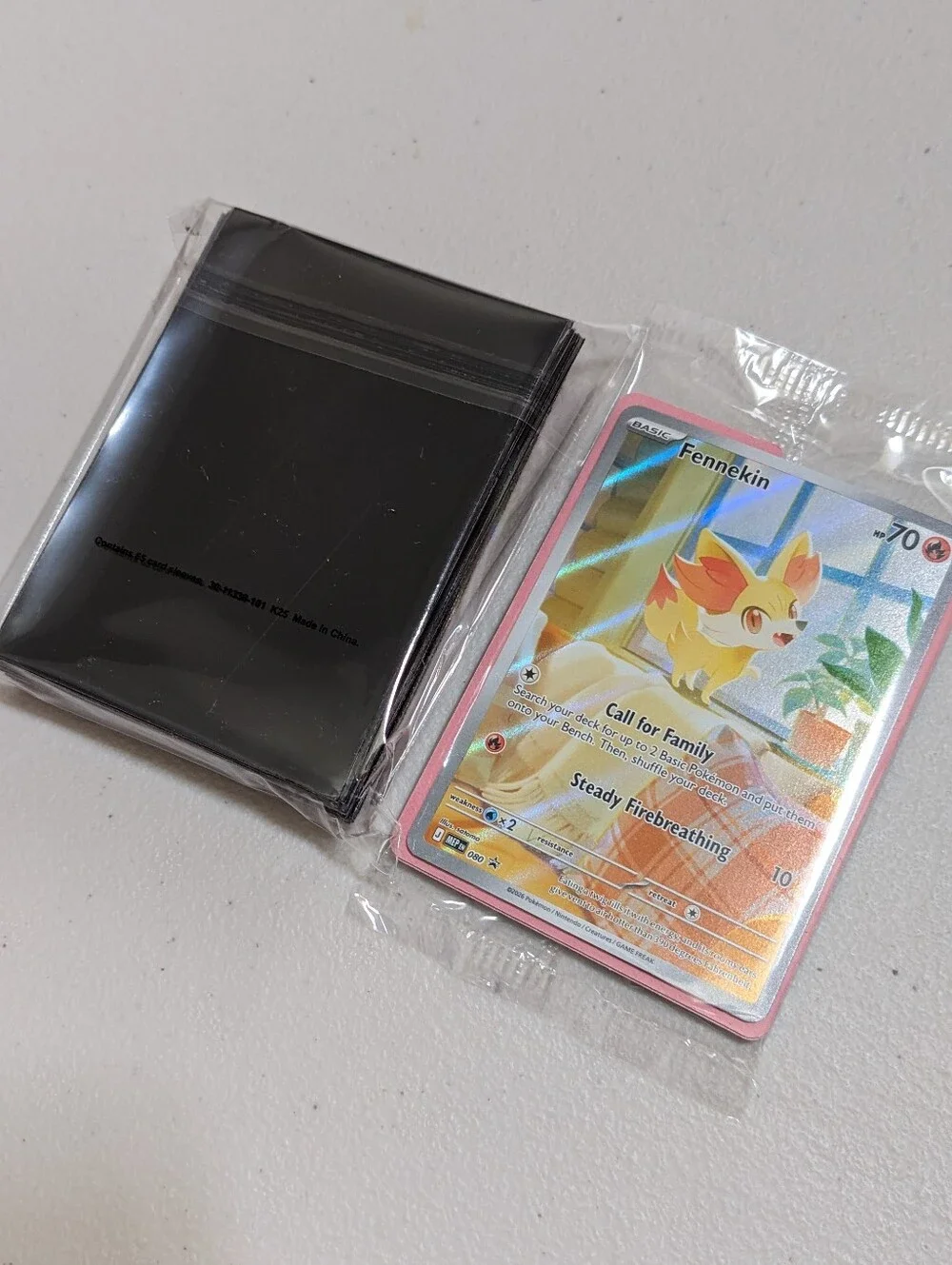 Pokemon Fenniken Promo Card - Chaos Rising  Pokemon Card Holo + 65 Card Sleeves